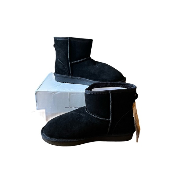 🎁NIB! DREAM PAIRS Suede Faux Fur Water Resistant Snow Ankle Boots Black Sz.9 - Picture 6 of 10